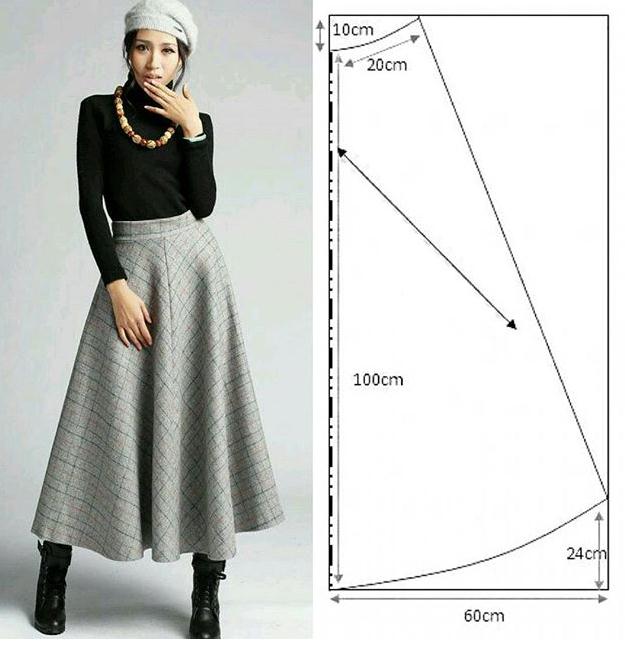Falda larga clásica con patrón